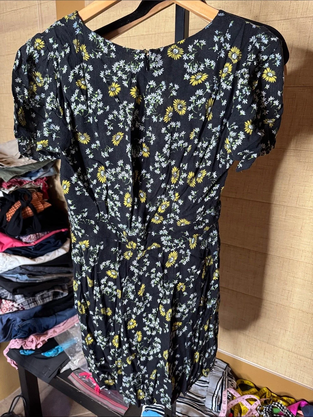 Free People Jinx Floral Tie Front Skort Romper Dress Black Daisy Print Size 2